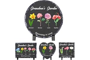 ‎WACAR WACAR Personalisierte Gartensteine, benutzerdefinierte Geburtsblume Gedenksteine mit Namen/Text, Omas Garten Stein für Draußen, Personalisierte Muttertag/Geburtstagsgeschenke für Mama/Oma
