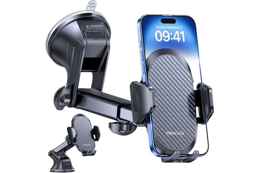 Miracase Support Téléphone Voiture [Ventouse Puissante] Porte Telephone Voiture Tableau de Bord, Rotation 360° Portable Vento