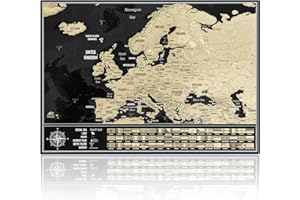 2MAPS Mappa da grattare Europa con bandiere nazionali, Mappa da viaggio dell'Europa, Prodotto in Europa, Dimensioni mappa 42 cm x 29,7 cm