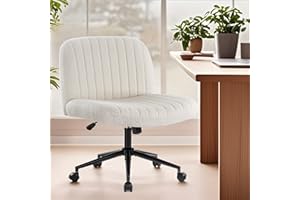 IWMH Krzesło krzyżowe z kółkami, krzesło biurowe bez podłokietników, tkanina pluszowa, puszyste krzesło biurkowe z regulacją wysokości, krzesło komputerowe z regulacją wysokości, obrotowe krzesło