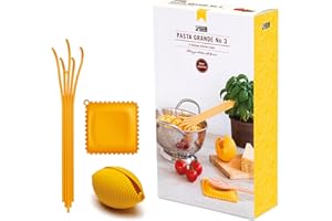 Monkey Business Utensili da cucina in silicone per regalo/3 gadget da cucina a forma di pasta grande/poggiamestolo ravioli, spremiagrumi, cucchiaio da portata per spaghetti