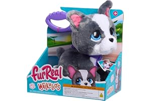 Just Play Bulldog francés de Peluche Interactivo Que Camina, furReal Walk-A-Lots, de 20,3 cm, con Sonidos, 4 Piezas, Juguetes para niños a Partir de 4 años
