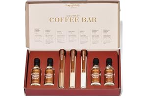 Thoughtfully Gourmet, Coffee Bar Gift Set, Includes 4 Delicious Coffee Syrups, 2 Flavored Sugars and 1 Cocoa Powder, Great Gift for Holiday, Christmas