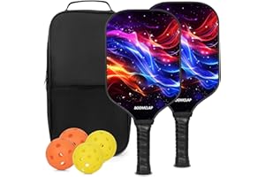 BOOMCLAP Pickleball-Paddel 2er-Set – Fiberglas-Oberfläche, komplett mit 2 Schlägern, 4 Bällen und tragbarer Tragetasche – ideal für Männer und Frauen