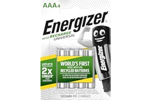 Energizer Rechargeable Batteries AAA, Recharge Universal, Pack Of 4, 635673