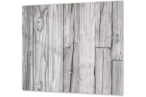 CONCEPT CRYSTAL Tagliere da cucina in vetro e Copri-piano cottura a induzione – pezzo UNICO (60x52 cm) o DUE pezzi (30x52 cm ognuno); D10A Serie Textures A: Legno 19