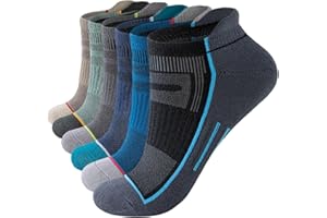 Stoeury Mens Trainer Socks, Thick Cushion Anti Blister Running Socks, Low Cut Ankle Socks for Men Women, Wicking Breathable Short Cotton Socks for Sports, Walking, Gym and Casual- 6 Pairs
