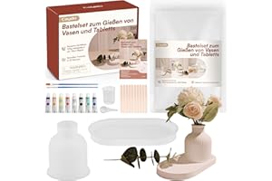 Caydo Gießpulver Starterset, Silikonformen Gießformen Vase Paletten mit Gießpulver 500g,DIY Blumenvase Silikonformen Reliefgießpulver zum Ausgießen mit Kreativ-Beton, Schmuck-Beton, Gießharz, Wachs