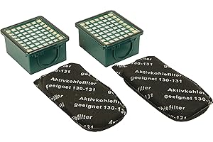 Kenekos - TOP conjunto económico-Juego de filtros 2x filtro de olores/filtro de carbón activo/filtro AGF + 2x filtro HEPA/Microfiltro/Hepafiltro adecuado para Vorwerk Kobold VK 130 131 SC VK130 VK131