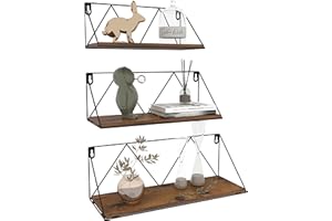 ‎EYMPEU EYMPEU Rustikales Wandregal 3er Set, Wandregal Holz mit Metall, geeignet für Küchen Bäder Wohnräume Büro