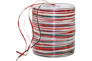 ‎PRÄSENT PRÄSENT C.E. Pattberg Raffia-Multicolour Bastband rot-grün-weiß, 50 m Geschenkband zum Einpacken, 5-strängiges Bastelband für Geschenke, Zubehör zum Dekorieren & Basteln