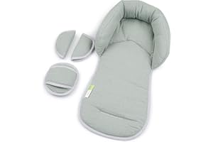 LIEBES VON PRIEBES PRIEBES EMIL Sitzverkleinerer mit Gurtpolster | Universal-Set mit Kopfschutz & Sitzverkleinerer & Gurtpolster für jede Babyschale | atmungsaktiv| Schonbezug 100% Baumwolle