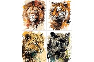 Pykaqil Pintar por Numeros Adultos, 4 Piezas Cuadros para Pintar por Numeros, Paint by Numbers Adult Animales con Pinceles y Pinturas 40 * 50 cm (Sin Marco)