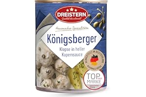 ‎DREISTERN DREISTERN Königsberger Klopse 800g I 8 Klopse in heller Kapernsauce I Herzhaftes Fertiggericht in recyclebarer Konservendose I Lange Haltbarkeit dank natürlicher Konservierung I Hausmacher Qualität