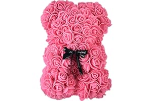 NWSX Orso Rosa - Orsacchiotto Rosa su Ogni Orso Rosa - Orso Floreale Perfetto per l'anniversario, Madri - Confezione Regalo Trasparente Inclusa! Alto 10 Pollici - Oltre 300+ Fiori (10in, Pink)