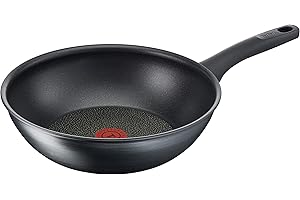 Tefal G12419 Titanium Fusion - Wok 28 cm (rivestimento antiaderente in titanio Excellence, Thermo-Spot, strato esterno Hard Fusion, adatto a tutti i piani cottura, compresi quelli a induzione), nero