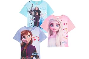 Disney flickor 3-pack frusna t-tröjor barn Elsa Anna utklädningstoppar bomulls-t-tröjor frusen present