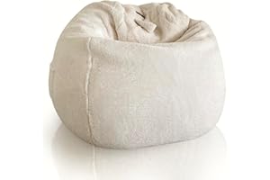 Aiire Sitzsack Lammfell für Kinder Mädchen - Bean Bag Chair Flauschig mit Füllung - Bodenkissen Grob, Chill Sessel für Erwachsene und Deko Jungen – Relaxo Sitzsäcke XXL für Kuschelecke Weiß