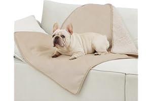 LE SURE Coperta impermeabile e lavabile, 100 x 80 cm, pile per cani e gatti media, protegge letto e divano con morbido peluche, crema