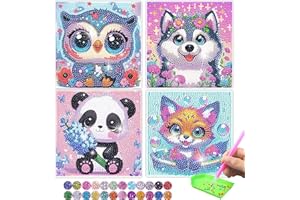 Glvomazty 4 PCS Kits de Pintura de Diamante DIY, 5D Diamond Painting Kit Completo Creativo de Pintar con Diamantes Niños Decoración de Pared del Hogar 18x18cm