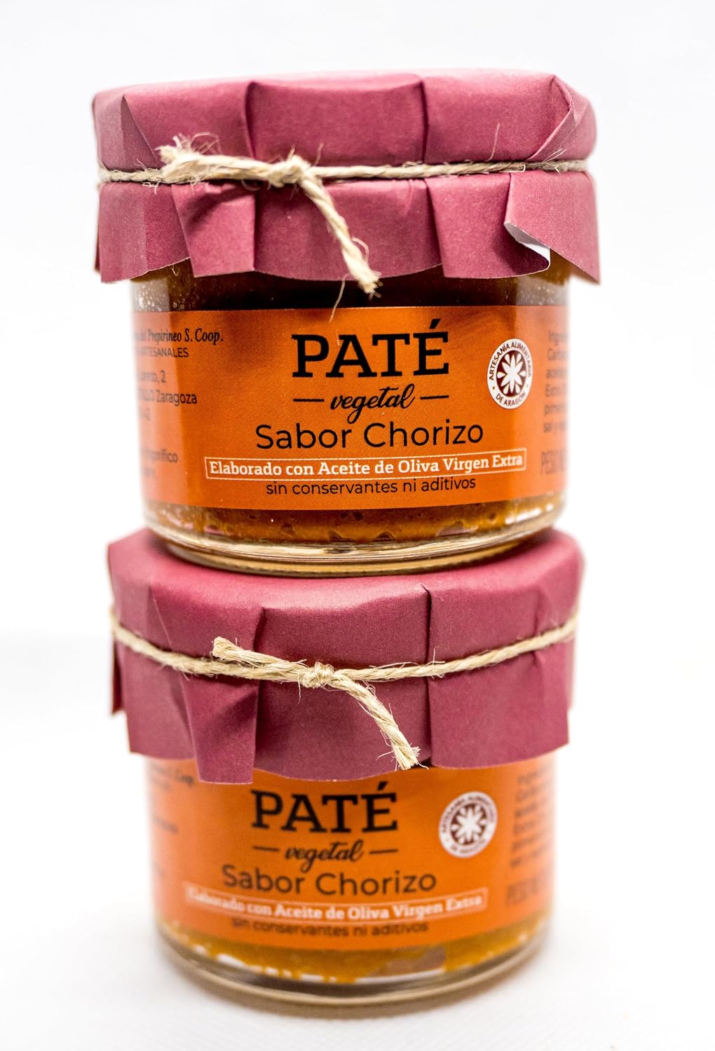 Paté Vegetal Sabor Chorizo (Pack 2x115g) Alternativa Saludable- Con AOVE y Proteína de Garbanzo - Vegano, Gourmet - Sin Aditivos.