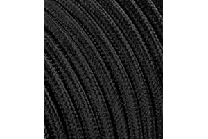 LaMorell LightDesign Câble électrique rond avec revêtement en tissu, couleur : noir. Section : 2 x 0,75 mm