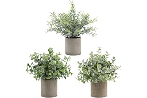 Lacusmall Lot de 3 Fleurs artificielles en Pot - Plantes artificielles en Plastique - pour l'intérieur et l'extérieur