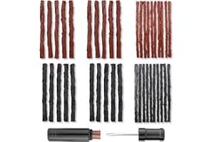 CONNECTION Kit Riparazione Tubeless 45 Pezzi Kit di Riparazione Pneumatici tubeless 3.5/6 mm Kit Riparazione Bici Kit Foratura Bici con 1 Alesatore per Bici da Strada, Mountain Bike (Nero,Marrone)