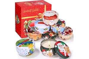 AZYVUM Świąteczne świece zapachowe, zestaw upominkowy, 8 sztuk, 2,5 oz, świece z wosku sojowego, prezent urodzinowy, spersonalizowany prezent na Boże Narodzenie, rocznicę, małe prezenty dla kobiet, mężczyzn,