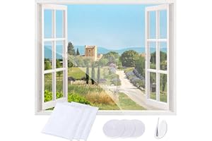 REDTRON Confezione da 3 Zanzariera per Finestra, Zanzariera Regolabile a Piacere, Zanzariera Finestra Zanzariera per Finestra Adesiva per Attacca & Stacca (1.3 m x 1.5 m, Bianco)