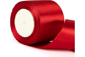 YAAVAAW 22m x 75mm Wide Dark Red Ribbon Thick Red Christmas Ribbon for Gift Wrapping, 3 inch Thick Burgundy Satin Ribbon for Christmas Tree Present Cake Xmas Gift Wrapping Bow Bouquet Crafts Decorations