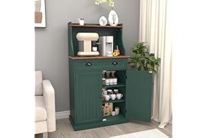 ‎HOLTICO HOLTICO Kitchen Cabinet Microwave Cabinet Multi-Purpose Cabinet Green with Adjustable Shelf, Cabinet Freestanding for Kitchen, Living Room, Bedroom, Dining Room, Garage