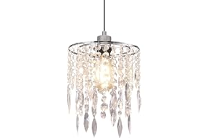 Hi-ERA Crystal Lampshade for Ceiling Pendant Light, Easy Fit Chandelier Light Shade Lamp Shade for Living Room Bedroom Kitchen Wedding and Party Decoration, Diameter 22 cm, 2 Tiers