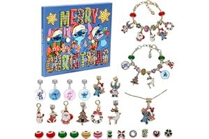LAISU Adventskalender 2025 Schmuck Charms für Mädchen, Mini DIY Bastelset mit Cartoon Armbänder Halsketten und Anhänger, Weihnachtskalender-Geschenke mit 24 Countdown Überraschungen für Junge Frauen