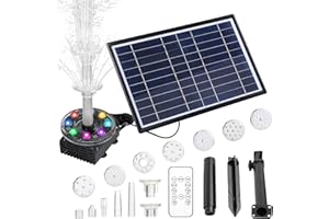‎EVERFAREL everfarel Solarteichpumpen Solar 10w Springbrunnen Teich Solar Springbrunnen LED + Fernbedienung Solar Springbrunnen Solar Springbrunnen Pumpe für Garten Pool Dekoration-Wassersprühhöhe 85 cm