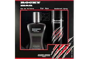 JEANNE ARTHES - Coffret Cadeau pour Homme - Rocky Man - Eau de toilette 100 ml + Déospray 200 ml - Parfum Musc Santal - Fabriqué en France à Grasse