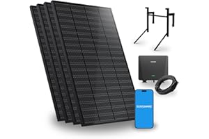SUNSHARE Ray 800W Balkonkraftwerk mit Halterung (Betonbalkon) - Balkonkraftwerk 800W komplett Steckdose - neuester 800 Watt Wechselrichter - Solaranlage Komplettset - 5m Kabel