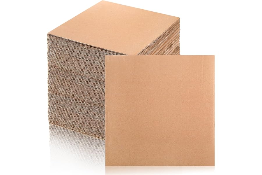 Hacaroa 50 Pack Corrugated Cardboard Sheets 2mm Thick, 30 x 30 cm Flat Inserts Square Cardboard Filler Pads for Mailing, Packing, Shipping, Craft, Brown