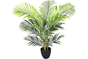 GreenBrokers Palmera fénix Artificial de Tacto Real en Maceta Negra, Resistente a los Rayos UV, Ideal para el hogar, la Oficina, Interior y Exterior, 94 cm
