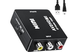 Beigemo RCA to HDMI Cable Adapter | AV to HDMI Converter AV to HDMI Adapter Support 1080P with USB Charging Cable for PC/STBXbox/PS4/PS3/TV//VHS/VCR/camera/DVD