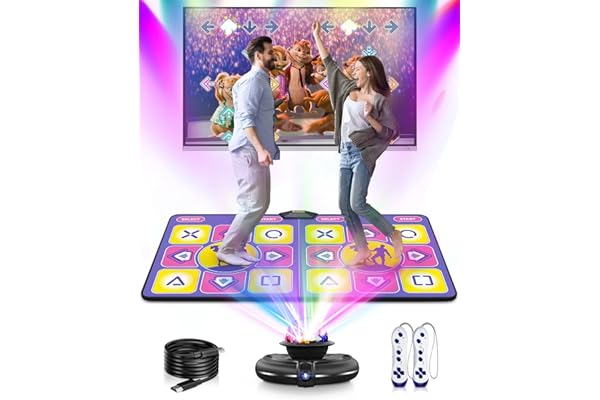 Acelufly Double Tapis de Danse en Flanelle pour TV, avec contrôleur sans Fil, Tapis de Danse antidérapant pour Enfants, Adultes, Filles et garçons (Violet)