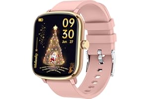 KALINCO Montre Connectée Enfant Fille Femme, 100+ Modes Sportifs, 1000+ Cadrans, Rappel Message, Podometre Moniteur de Sommeil Fréquence Cardiaque Tension artérielle SpO2, Cadeaux Noël