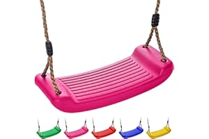 CHILDWOOD PLAY Kids Garden Swing Seat Replacement - Childrens Replacement Swing Seat with Adjustable Rope - Weather Resistant Plastic Outdoor Playground Accessory or Climbing Frame Accessories Pink