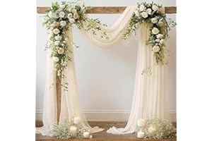 ROUHUHURA 0,75 x 8 M Mariage Arche Tenture, Mariage Decor pour Arche de Mriage de pour Décoration Toile de Fond Rideau de Gaze de Fenêtre Voile Draperie Transparent Tulle, 1 Pièce (Ivoire, 0,75 x 8 m)