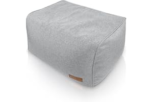 Aiire Pouf Poggiapiedi Divano Moderno - Sgabello Basso di Tessuto Rettangolare Imbottito per la Camera da Letto - Puff o Puffo Poggia Piedi Ergonomico Grigio Chiaro