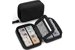 Zannaki Joli pilulier pour sac à main avec deux piluliers amovibles de 7 jours, pilulier de voyage en cuir synthétique, pilulier hebdomadaire portable avec sac de rangement pour contenir des