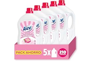 Asevi Detergente Líquido para Lavadora Rosa Mosqueta - Detergente para Ropa Blanca y de Color con Fórmula Concentrada - Jabón de Rosa Mosqueta para una Ropa Limpia y Suave - Pack 5-210 Lavados