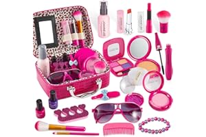 LINFUN KIDS Trucchi Bambina Set con Borsa per Cosmetici, Valigetta Trucchi Bambina Trucco per Bambini, Giochi di Imitazione Regali di Compleanno per Ragazze 3 4 5 Anni