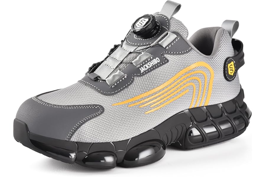 JACKSHIBO Steel Toe Cap Trainers Safety Trainers Men Womens Lightweight Puncture Resistant Safety Shoes Non Slip Work Trainers