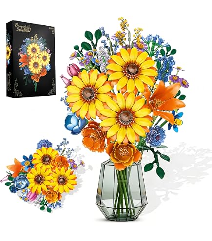 Kit de 699 pièces pour bouquet de fleurs | Ensemble de fleurs botaniques réalistes à décorer avec DIY | Cadeau créatif pour la fête des mères/l'anniversaire/la Saint-Valentin | Décoration durable pour